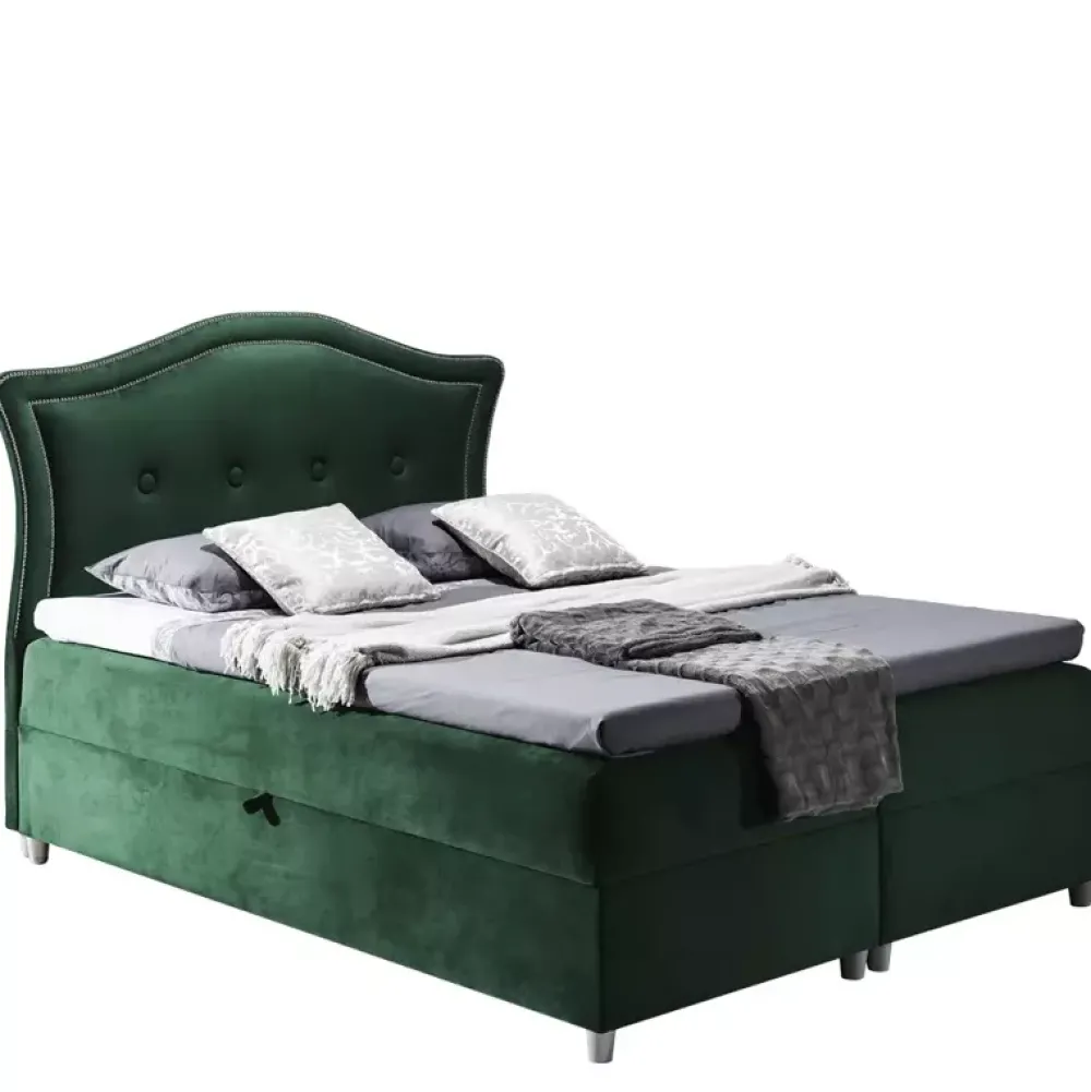 Łóżka Na Nóżkach|Łóżka Z Zagłówkiem>Gruszka Łóżko kontynentalne 200x200 błękitne BRUNO