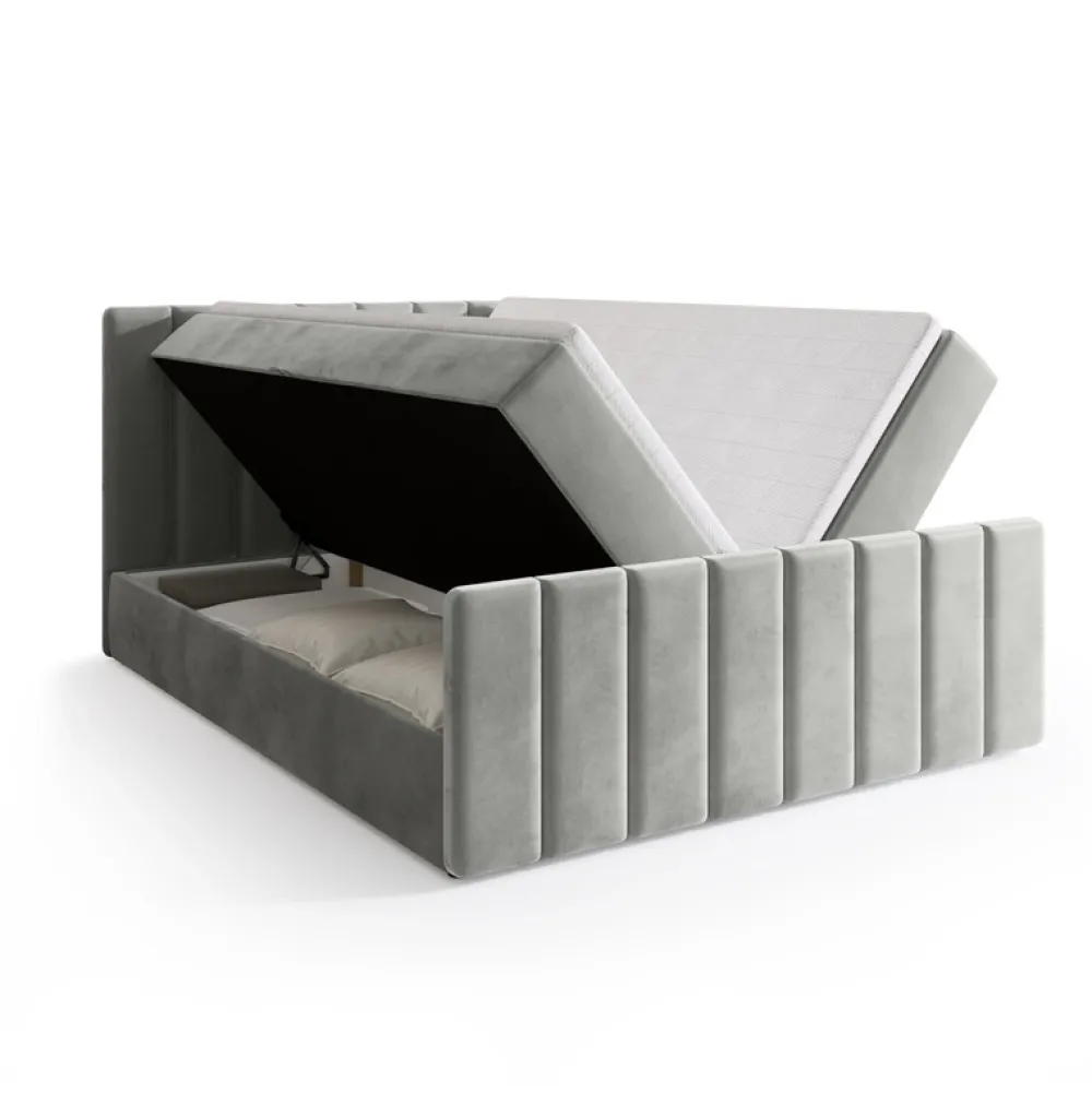 Łóżka Małżeńskie|Łóżka Ze Stelażem>BROMARKT Łóżko kontynentalne 180x200 cm do sypialni z pojemnikiem DENVER DUO szare