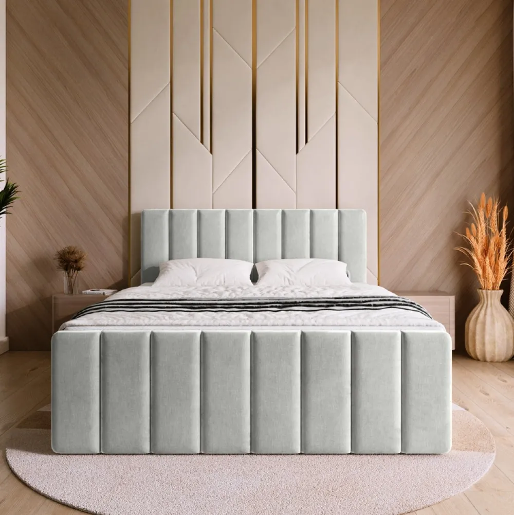 Łóżka Małżeńskie|Łóżka Ze Stelażem>BROMARKT Łóżko kontynentalne 180x200 cm do sypialni z pojemnikiem DENVER DUO szare