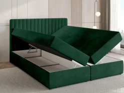 Łóżka Małżeńskie|Łóżka Ze Stelażem>BROMARKT Łóżko kontynentalne 160x200 cm z pojemnikiem na pościel DREAM butelkowa zieleń
