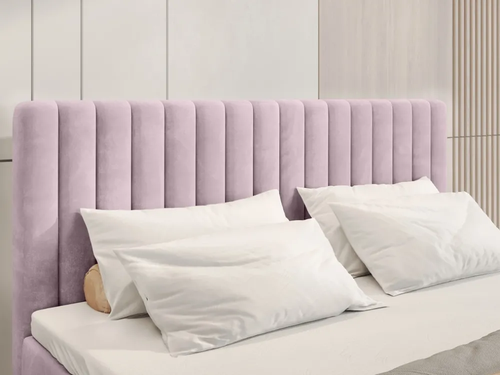 Łóżka Małżeńskie|Łóżka Ze Stelażem>BROMARKT Łóżko kontynentalne 180x200 cm z pojemnikiem na pościel DREAM pudrowy róż