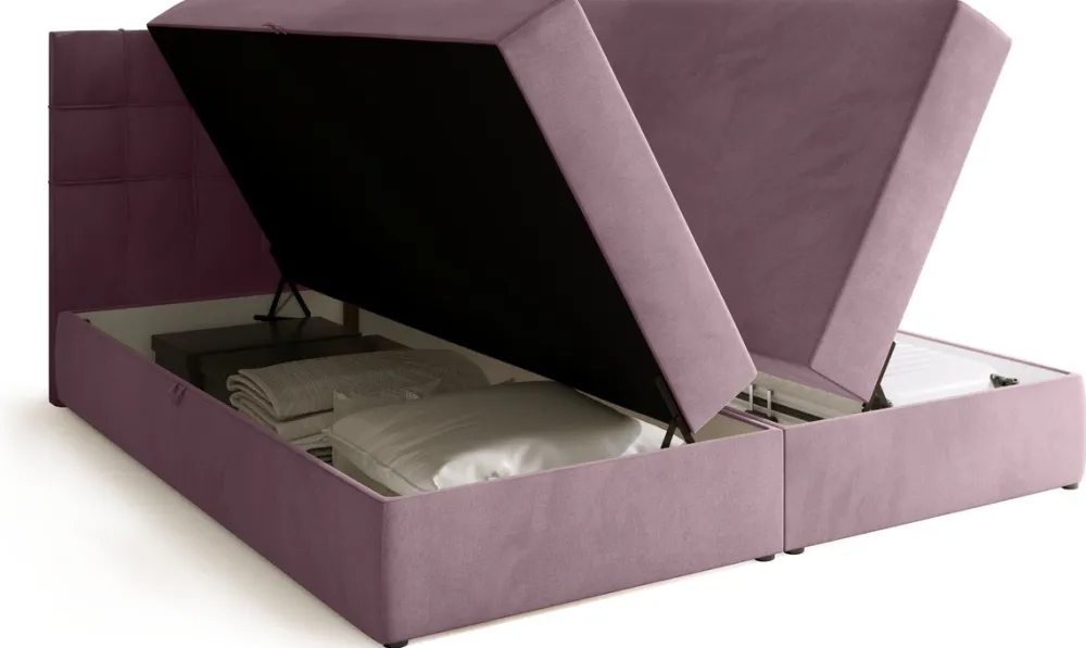 Łóżka Małżeńskie|Łóżka Ze Stelażem>BROMARKT Łóżko kontynentalne 180x200 cm z pojemnikiem DETROIT pudrowy róż