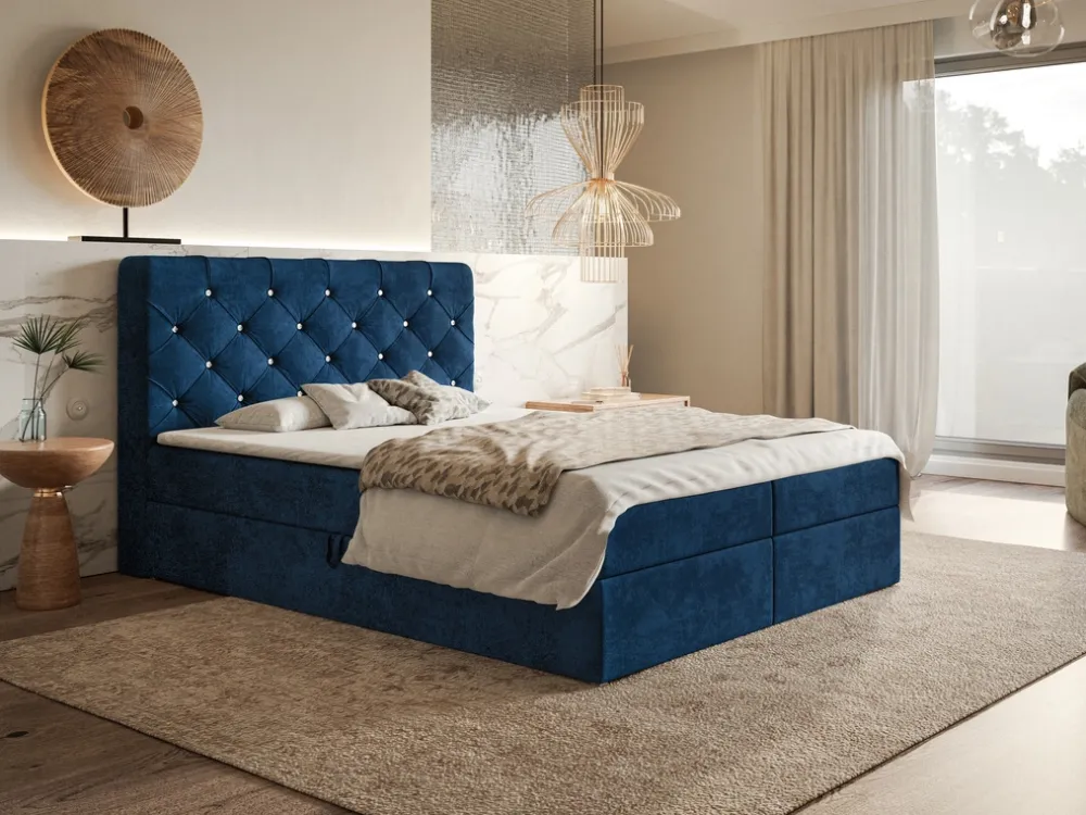 Łóżka Małżeńskie|Łóżka Ze Stelażem>Riban Łóżko kontynentalne 160x200 cm z pojemnikiem na pościel JAMAL