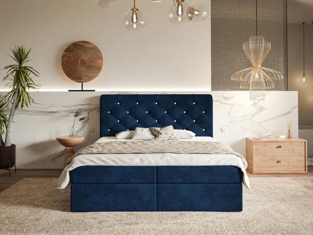 Łóżka Małżeńskie|Łóżka Ze Stelażem>Riban Łóżko kontynentalne 160x200 cm z pojemnikiem na pościel JAMAL