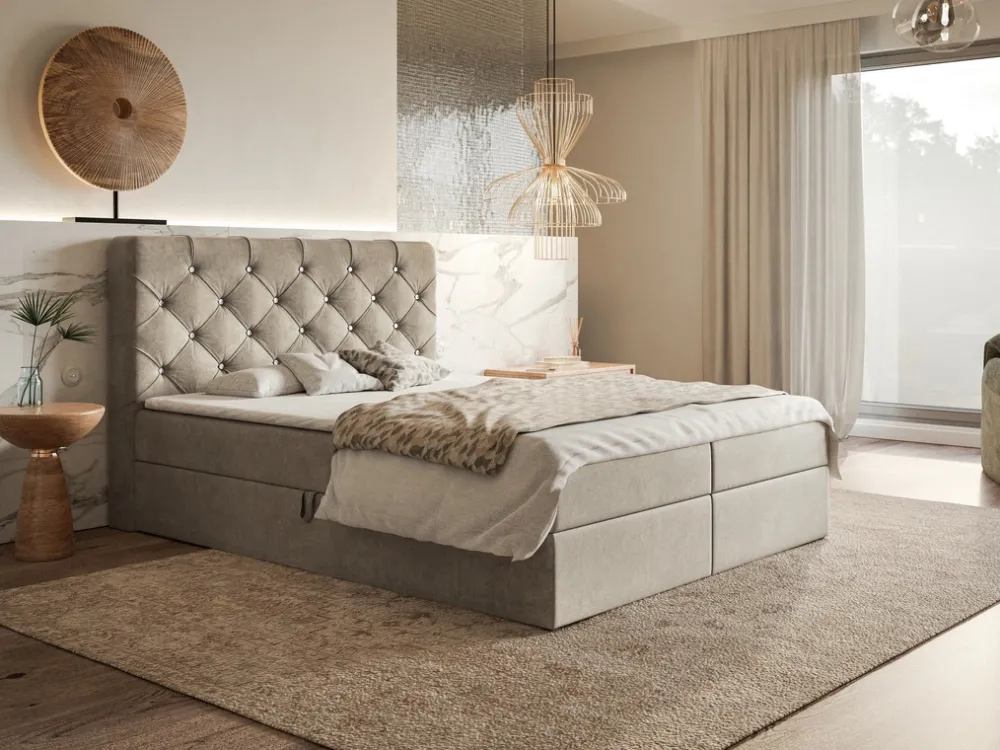 Łóżka Małżeńskie|Łóżka Ze Stelażem>Riban Łóżko kontynentalne 160x200 cm z pojemnikiem na pościel JAMAL