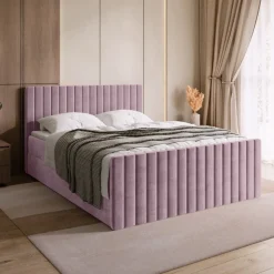 Łóżka Małżeńskie|Łóżka Ze Stelażem>BROMARKT Łóżko kontynentalne 180x200 cm z pojemnikiem na pościel DREAM DUO różowe