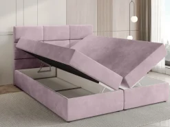 Meble Młodzieżowe|Łóżka Młodzieżowe>BROMARKT Łóżko kontynentalne 140x200 cm z pojemnikiem na pościel BOSTON pudrowy róź