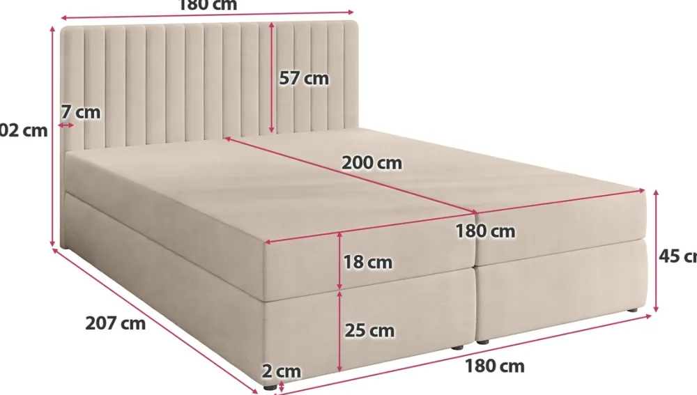 Łóżka Małżeńskie|Łóżka Ze Stelażem>BROMARKT Łóżko kontynentalne 180x200 cm z pojemnikiem DREAM