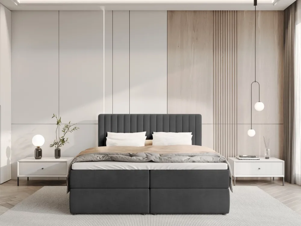 Meble Młodzieżowe|Łóżka Młodzieżowe>BROMARKT Łóżko kontynentalne 140x200 cm z pojemnikiem DREAM czarne