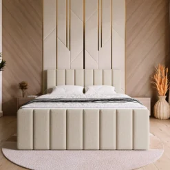 Łóżka Małżeńskie|Łóżka Ze Stelażem></noscript>BROMARKT Łóżko kontynentalne 160x200 cm z pojemnikiem DENVER DUO beż