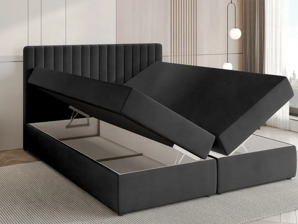 Łóżka Małżeńskie|Łóżka Ze Stelażem>BROMARKT Łóżko kontynentalne 160x200 cm z pojemnikiem DREAM czarne