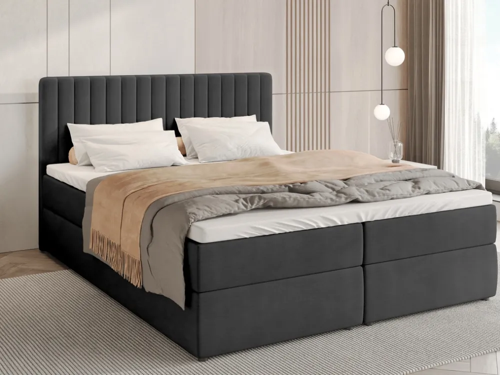 Łóżka Małżeńskie|Łóżka Ze Stelażem>BROMARKT Łóżko kontynentalne 160x200 cm z pojemnikiem DREAM czarne