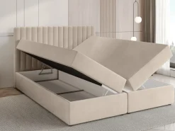 Łóżka Małżeńskie|Łóżka Ze Stelażem>BROMARKT Łóżko kontynentalne 180x200 cm z pojemnikiem DREAM beż