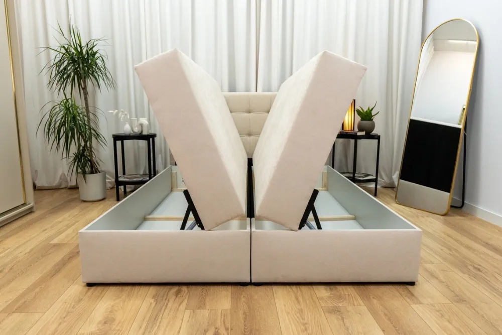 Łóżka Małżeńskie|Łóżka Z Zagłówkiem>BROMARKT Łóżko kontynentalne 160x200 cm z pojemnikiem na pościel DETROIT czarne