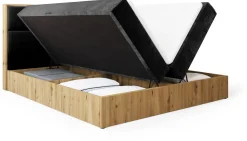 Łóżka Małżeńskie|Łóżka Ze Stelażem>BROMARKT Łóżko kontynentalne 180x200 cm z pojemnikiem na pościel LOFT dąb artisan