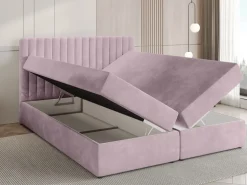Łóżka Małżeńskie|Łóżka Ze Stelażem>BROMARKT Łóżko kontynentalne 160x200 cm z pojemnikiem na pościel DREAM pudrowy róż