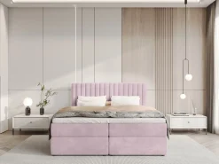 Łóżka Małżeńskie|Łóżka Ze Stelażem></noscript>BROMARKT Łóżko kontynentalne 160x200 cm z pojemnikiem na pościel DREAM pudrowy róż