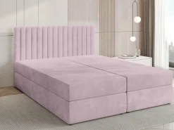 Łóżka Małżeńskie|Łóżka Ze Stelażem></noscript>BROMARKT Łóżko kontynentalne 160x200 cm z pojemnikiem na pościel DREAM pudrowy róż
