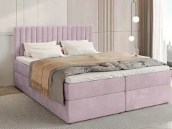Łóżka Małżeńskie|Łóżka Ze Stelażem></noscript>BROMARKT Łóżko kontynentalne 160x200 cm z pojemnikiem na pościel DREAM pudrowy róż