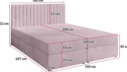 Łóżka Małżeńskie|Łóżka Ze Stelażem></noscript>BROMARKT Łóżko kontynentalne 160x200 cm z pojemnikiem na pościel DREAM pudrowy róż