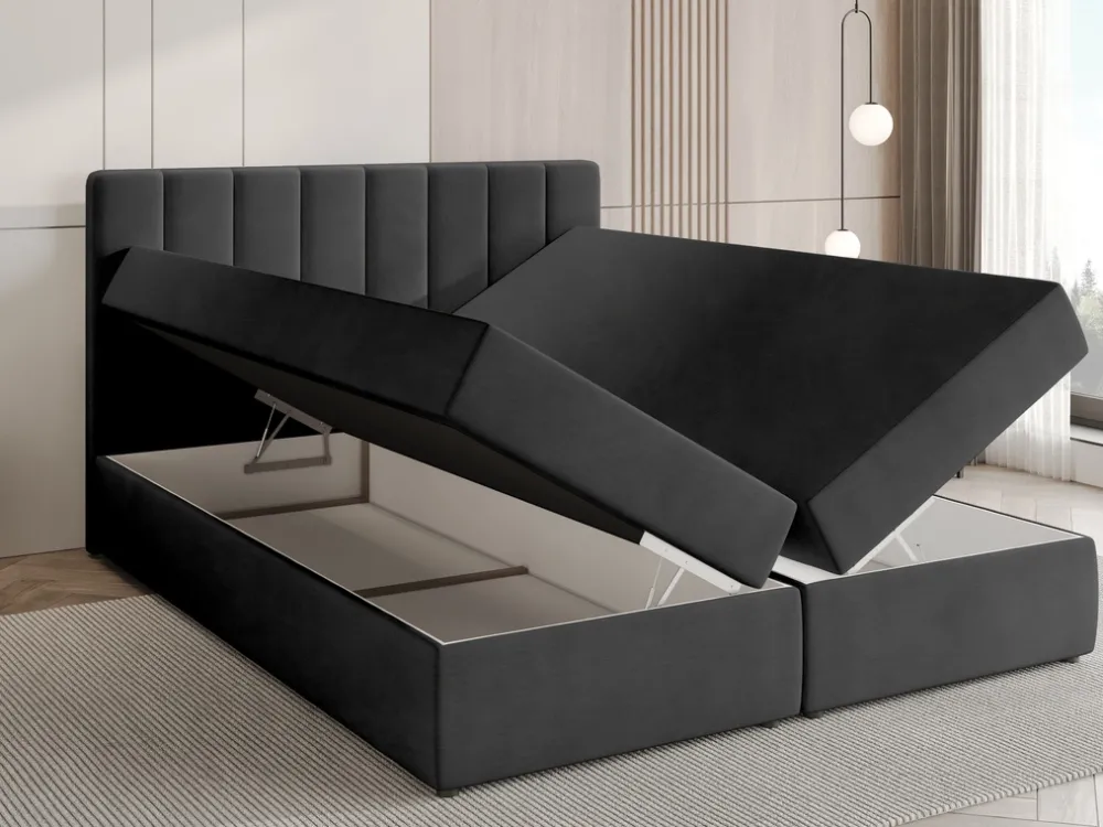 Łóżka Małżeńskie|Łóżka Ze Stelażem>BROMARKT Łóżko kontynentalne 180x200 cm z pojemnikiem DENVER czarne