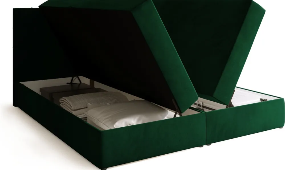 Łóżka Małżeńskie|Łóżka Ze Stelażem>BROMARKT Łóżko kontynentalne 180x200 cm z pojemnikiem DETROIT butelkowa zieleń