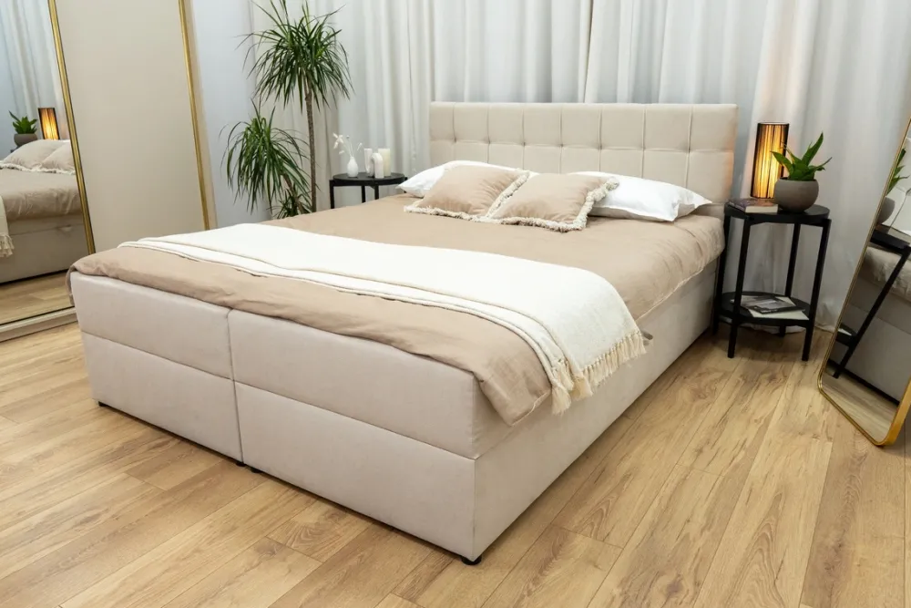 Łóżka Małżeńskie|Łóżka Ze Stelażem>BROMARKT Łóżko kontynentalne 180x200 cm z pojemnikiem DETROIT butelkowa zieleń