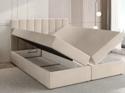 Łóżka Małżeńskie|Łóżka Ze Stelażem>BROMARKT Łóżko kontynentalne 180x200 cm z pojemnikiem DENVER beż
