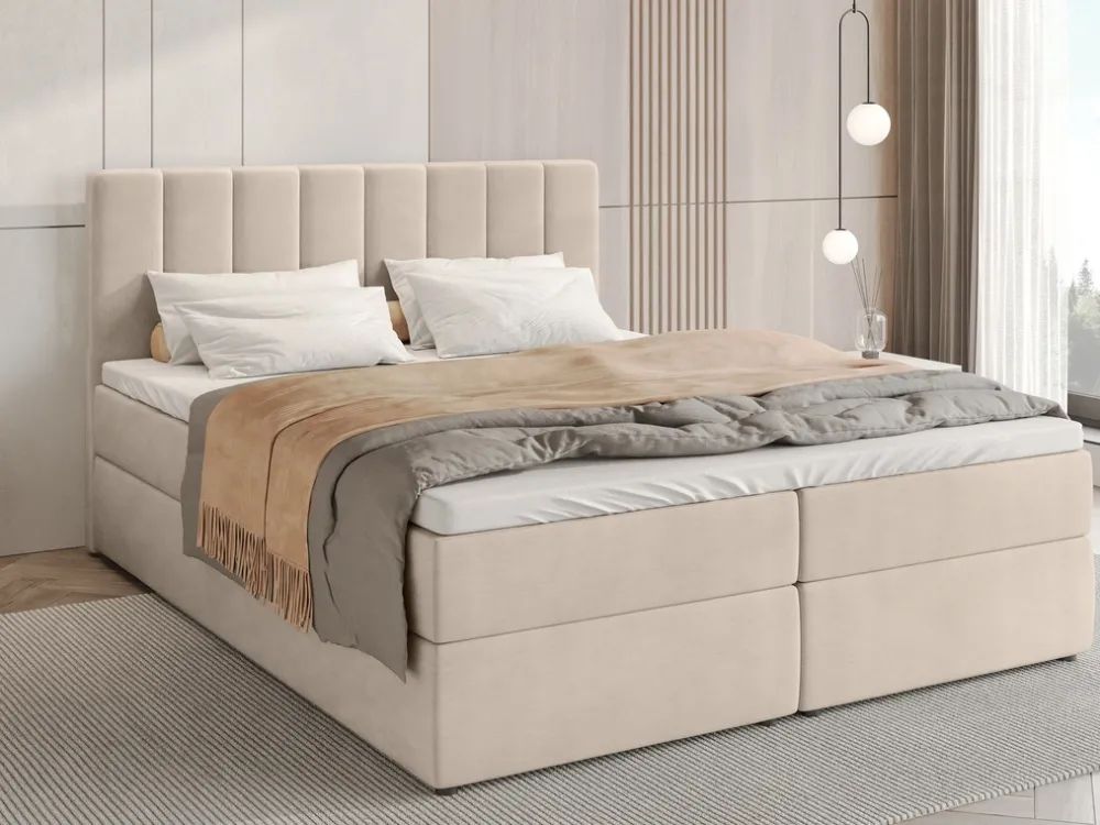 Łóżka Małżeńskie|Łóżka Ze Stelażem>BROMARKT Łóżko kontynentalne 180x200 cm z pojemnikiem DENVER beż