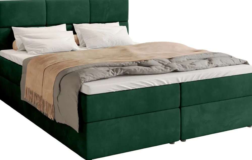 Meble Młodzieżowe|Łóżka Młodzieżowe>BROMARKT Łóżko kontynentalne 140x200 cm z pojemnikiem na pościel BOSTON zieleń