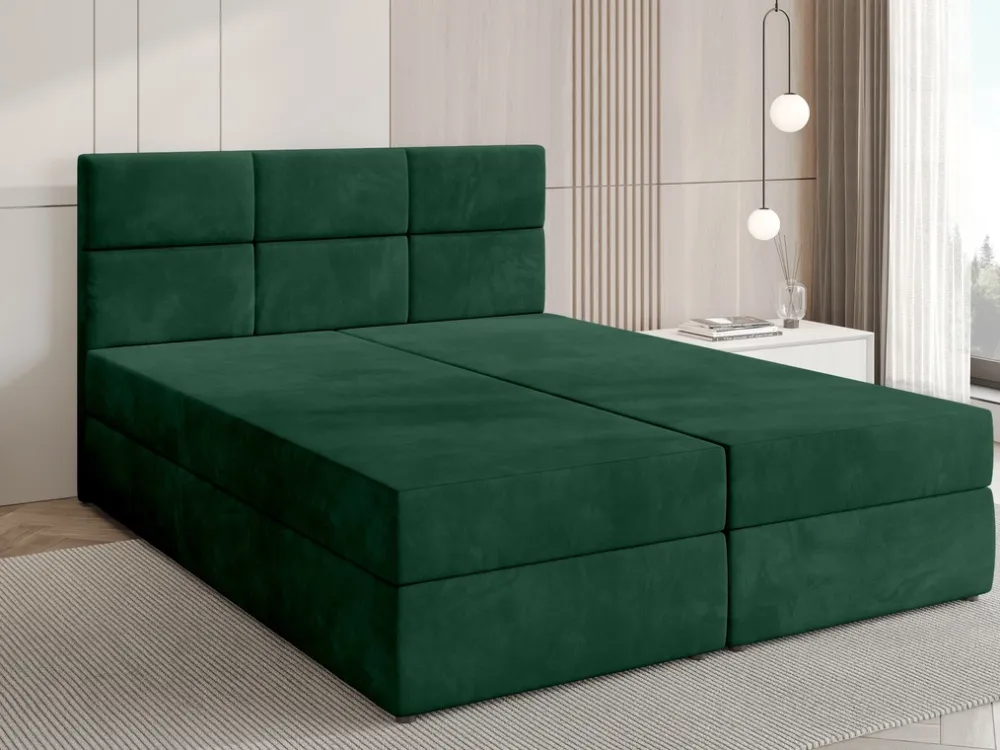 Meble Młodzieżowe|Łóżka Młodzieżowe>BROMARKT Łóżko kontynentalne 140x200 cm z pojemnikiem na pościel BOSTON zieleń