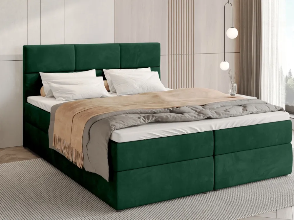 Meble Młodzieżowe|Łóżka Młodzieżowe>BROMARKT Łóżko kontynentalne 140x200 cm z pojemnikiem na pościel BOSTON zieleń