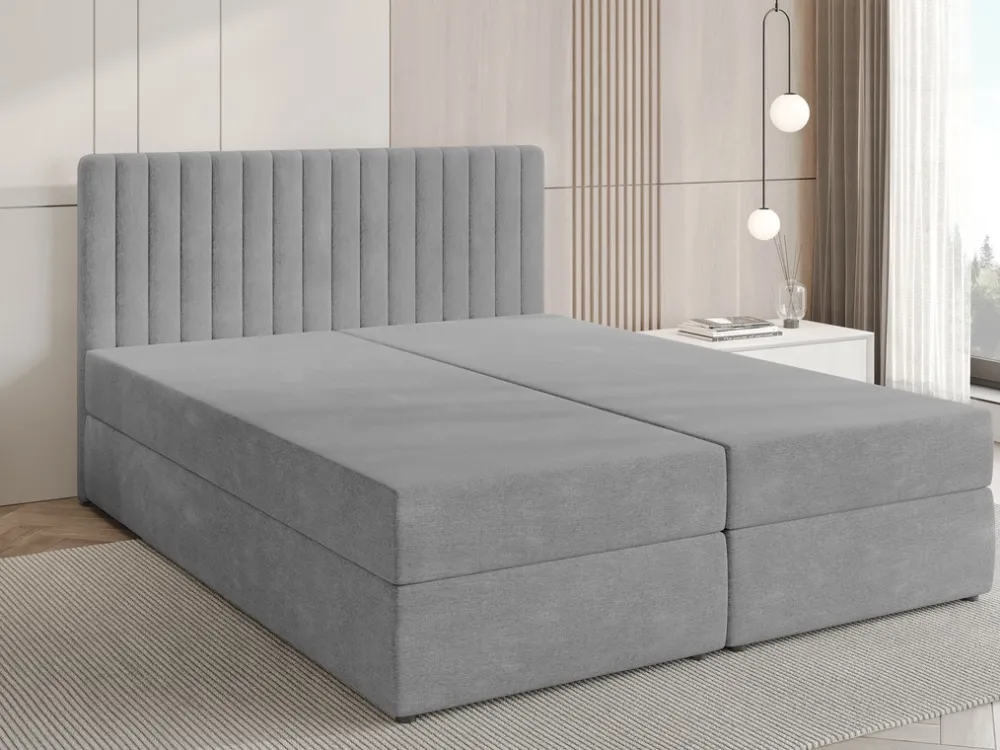 Łóżka Małżeńskie|Łóżka Ze Stelażem>BROMARKT Łóżko kontynentalne 180x200 cm z pojemnikiem na pościel DREAM szare