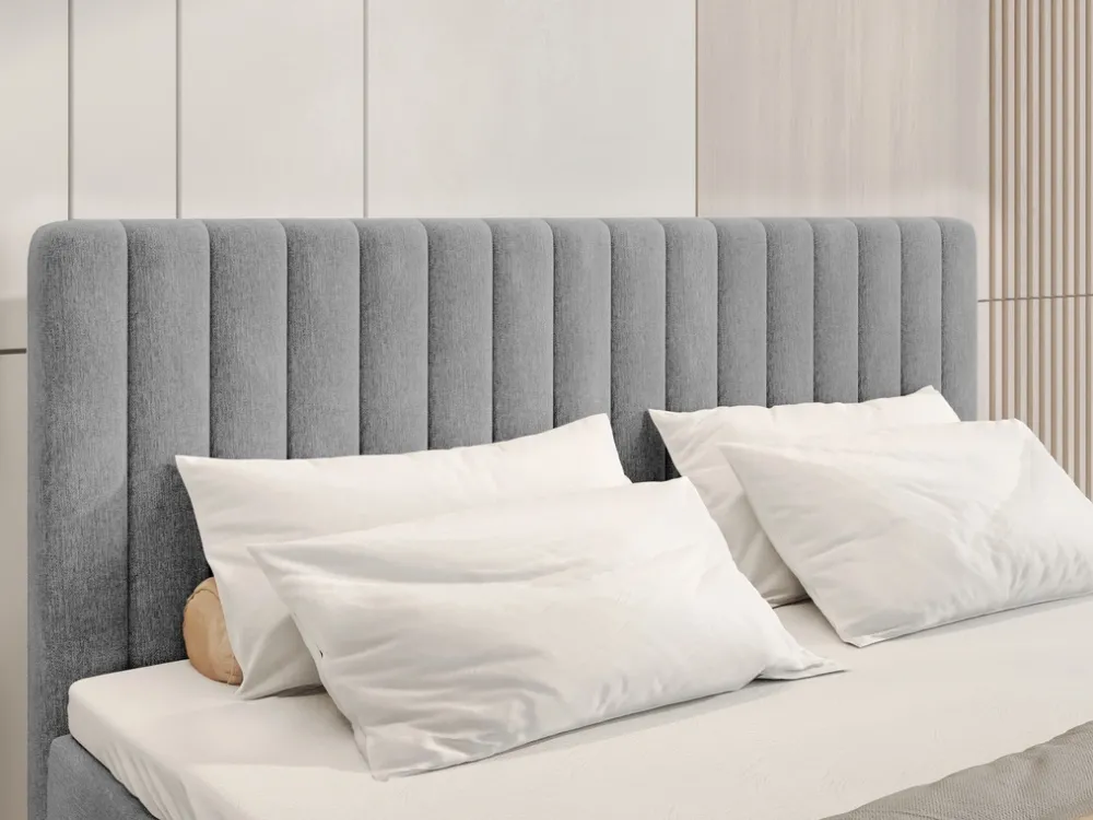 Łóżka Małżeńskie|Łóżka Ze Stelażem>BROMARKT Łóżko kontynentalne 180x200 cm z pojemnikiem na pościel DREAM szare