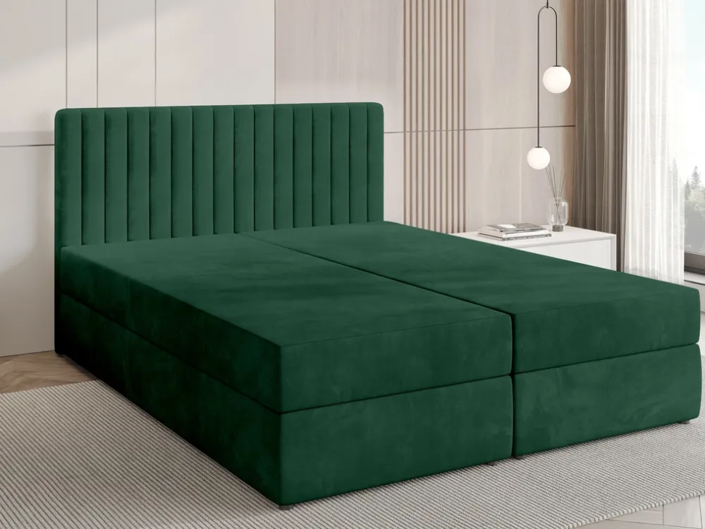 Łóżka Małżeńskie|Łóżka Ze Stelażem>BROMARKT Łóżko kontynentalne 180x200 cm z pojemnikiem na pościel DREAM butelkowa zieleń