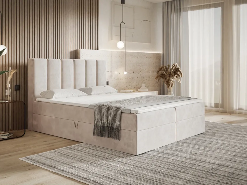 Łóżka Małżeńskie|Łóżka Ze Stelażem>Riban Łóżko kontynentalne 160x200 cm z pojemnikiem OWEL