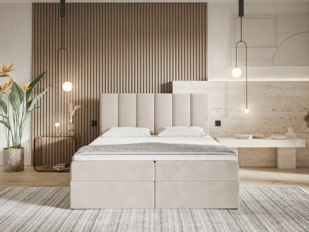 Łóżka Małżeńskie|Łóżka Ze Stelażem>Riban Łóżko kontynentalne 160x200 cm z pojemnikiem OWEL