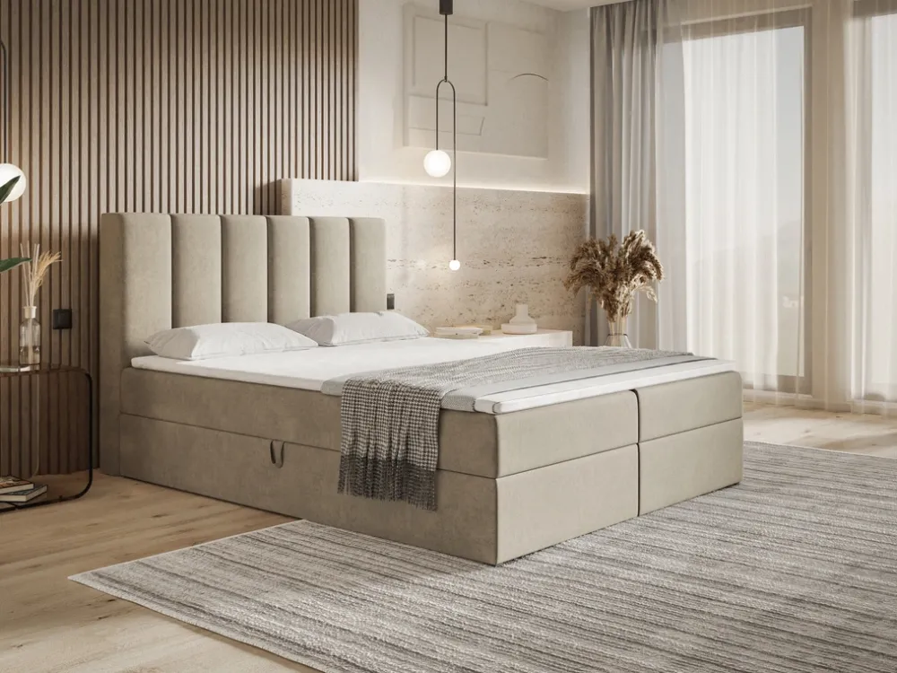 Łóżka Małżeńskie|Łóżka Ze Stelażem>Riban Łóżko kontynentalne 160x200 cm z pojemnikiem OWEL