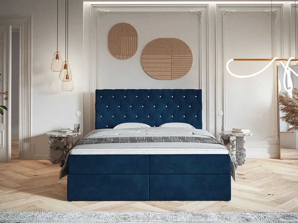 Łóżka Małżeńskie|Łóżka Ze Stelażem>Riban Łóżko kontynentalne 180x200 cm z pojemnikiem BILD pikowany zagłówek