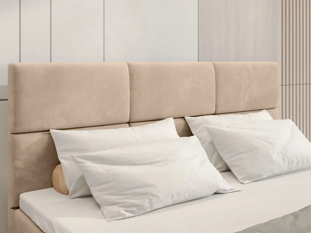 Meble Młodzieżowe|Łóżka Młodzieżowe>BROMARKT Łóżko kontynentalne 140x200 cm z pojemnikiem na pościel BOSTON beż