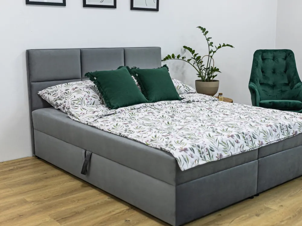 Meble Młodzieżowe|Łóżka Młodzieżowe>BROMARKT Łóżko kontynentalne 140x200 cm z pojemnikiem na pościel BOSTON beż