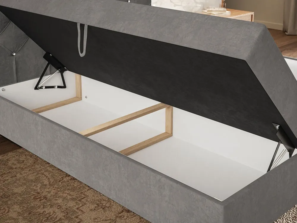 Łóżka Młodzieżowe|Łóżka Z Zagłówkiem>Riban Łóżko kontynentalne 120x200 cm z pojemnikiem na pościel JAMAL