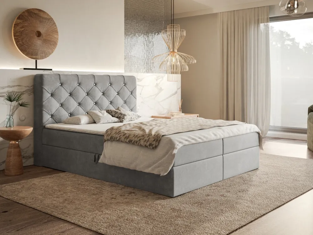 Łóżka Młodzieżowe|Łóżka Z Zagłówkiem>Riban Łóżko kontynentalne 120x200 cm z pojemnikiem na pościel JAMAL