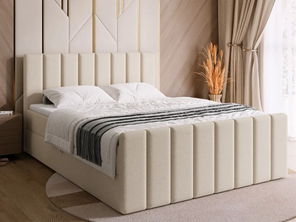 Łóżka Małżeńskie|Łóżka Ze Stelażem>BROMARKT Łóżko kontynentalne 180x200 cm z pojemnikiem DENVER DUO beż