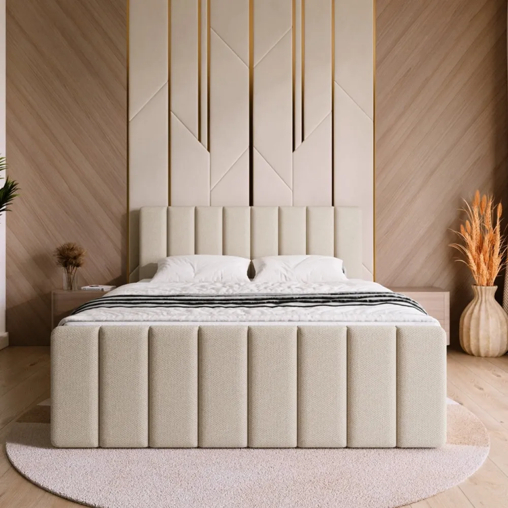 Łóżka Małżeńskie|Łóżka Ze Stelażem>BROMARKT Łóżko kontynentalne 180x200 cm z pojemnikiem DENVER DUO beż