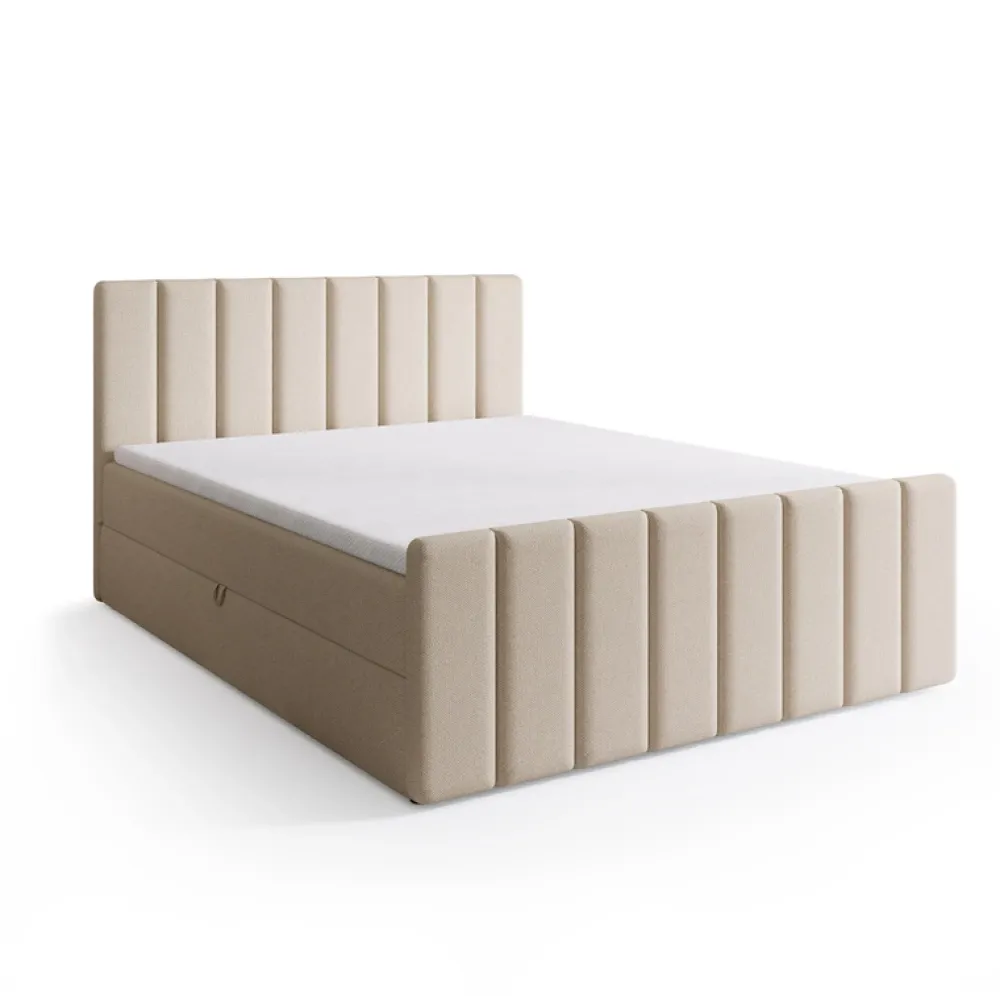 Łóżka Małżeńskie|Łóżka Ze Stelażem>BROMARKT Łóżko kontynentalne 180x200 cm z pojemnikiem DENVER DUO beż