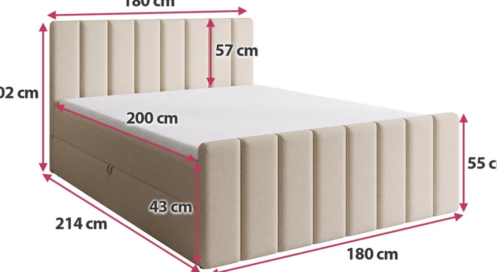 Łóżka Małżeńskie|Łóżka Ze Stelażem>BROMARKT Łóżko kontynentalne 180x200 cm z pojemnikiem DENVER DUO beż