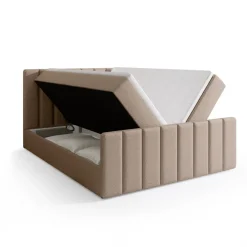 Łóżka Małżeńskie|Łóżka Ze Stelażem>BROMARKT Łóżko kontynentalne 160x200 cm z pojemnikiem DENVER DUO beż