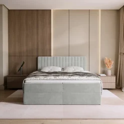 Łóżka Małżeńskie|Łóżka Ze Stelażem></noscript>BROMARKT Łóżko kontynentalne 180x200 cm z pojemnikiem DREAM szare