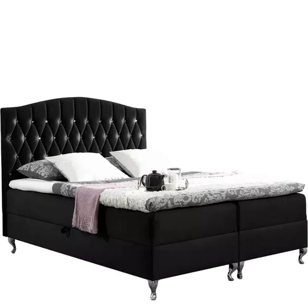 Łóżka Na Nóżkach|Łóżka Z Pojemnikiem>Gruszka Łóżko Kontynentalne 180x200 czarne PETER